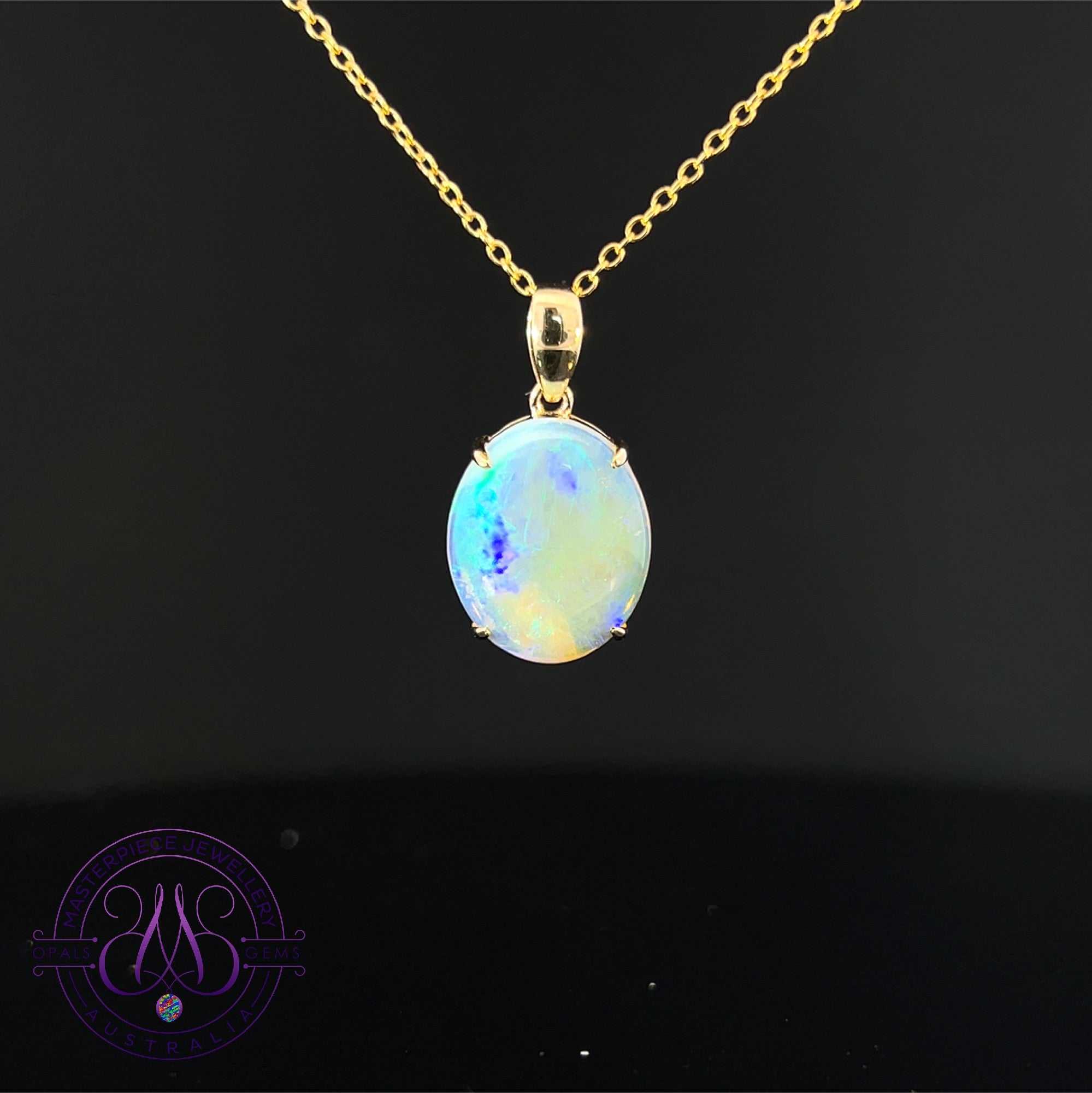 9kt Yellow Gold Solitaire Opal 4.1ct pendant
