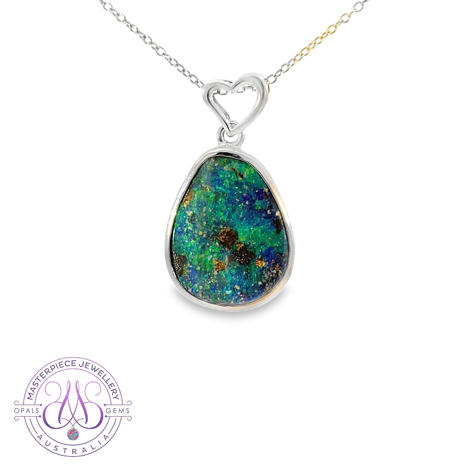 Sterling Silver boulder Opal 8.13ct bezel pendant
