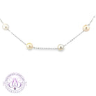 18kt White Gold spacer necklace 6-6.5mm Akoya Pearls