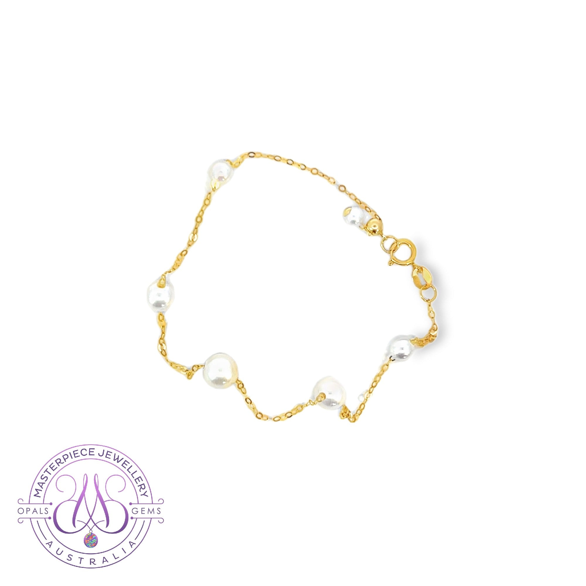 18kt Yellow Gold freshwater pearl 3.5-6mm bracelet