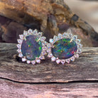 Sterling Silver 10x8mm Opal triplet cluster earrings studs - Masterpiece Jewellery Opal & Gems Sydney Australia | Online Shop