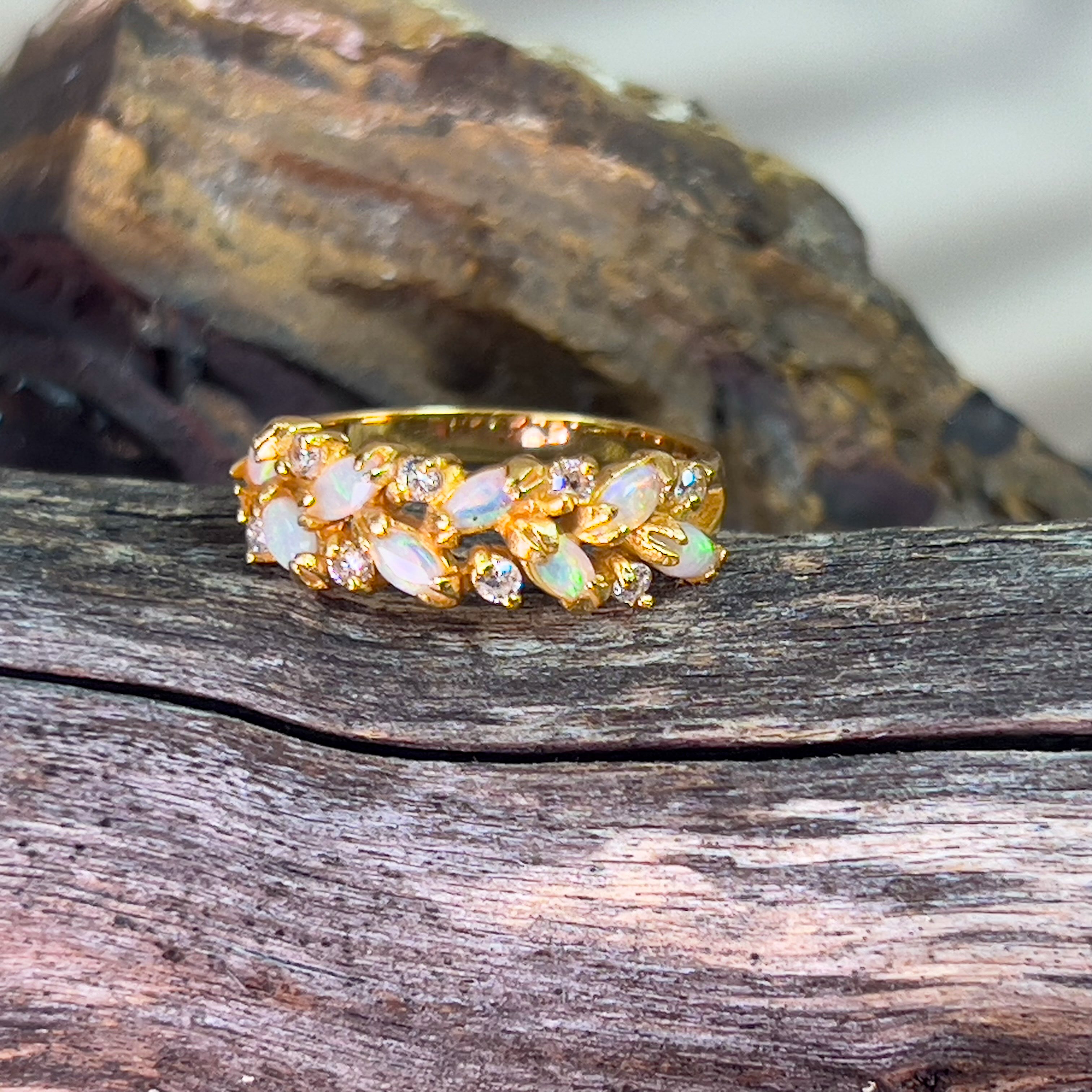 Sterling Silver Gold Plated Opal ring - Masterpiece Jewellery Opal & Gems Sydney Australia | Online Shop