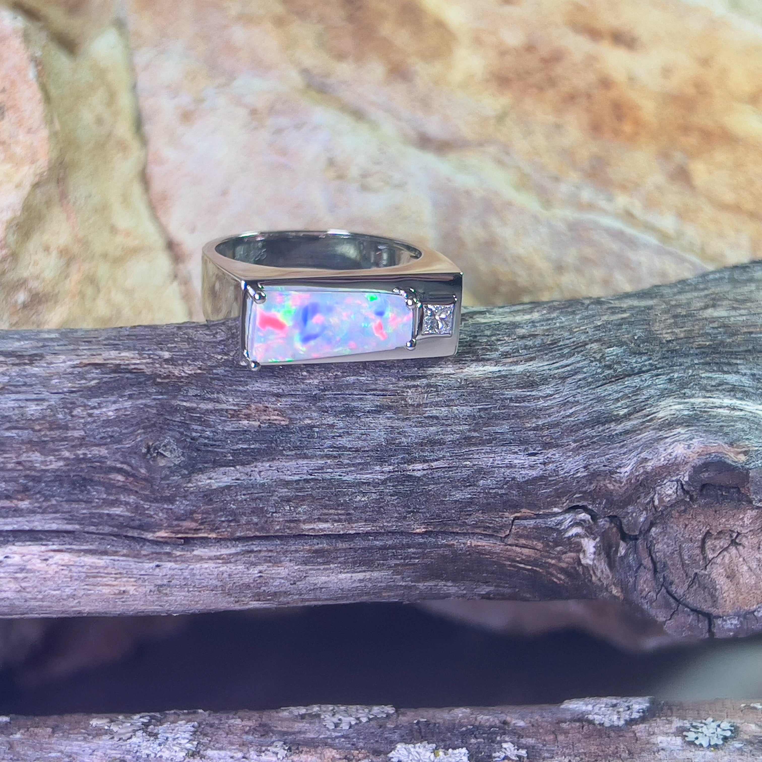 14kt White Gold ring with 1.9ct and one princess cut diamond - Masterpiece Jewellery Opal & Gems Sydney Australia | Online Shop
