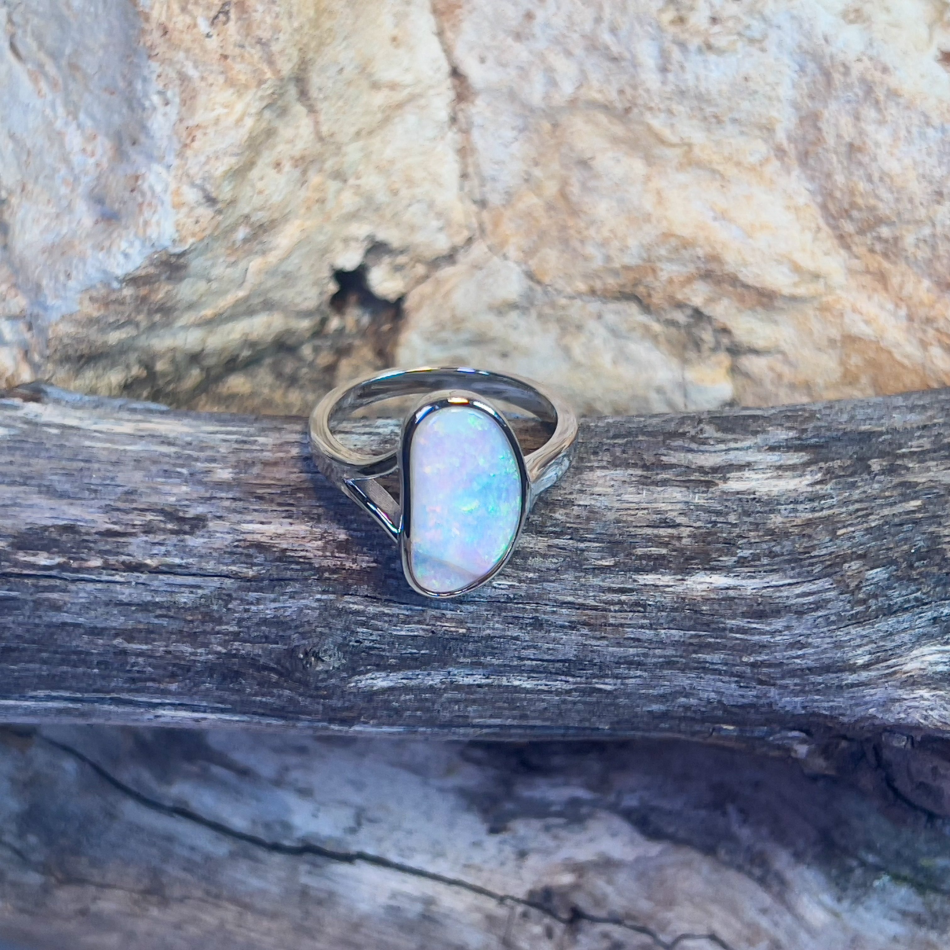 Sterling Silver freeform Crystal Opal ring 1.6ct - Masterpiece Jewellery Opal & Gems Sydney Australia | Online Shop