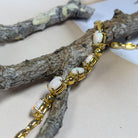 Gold plated Sterling Silver 7x5mm White Opal and ball alternating bracelet - Masterpiece Jewellery Opal & Gems Sydney Australia | Online Shop