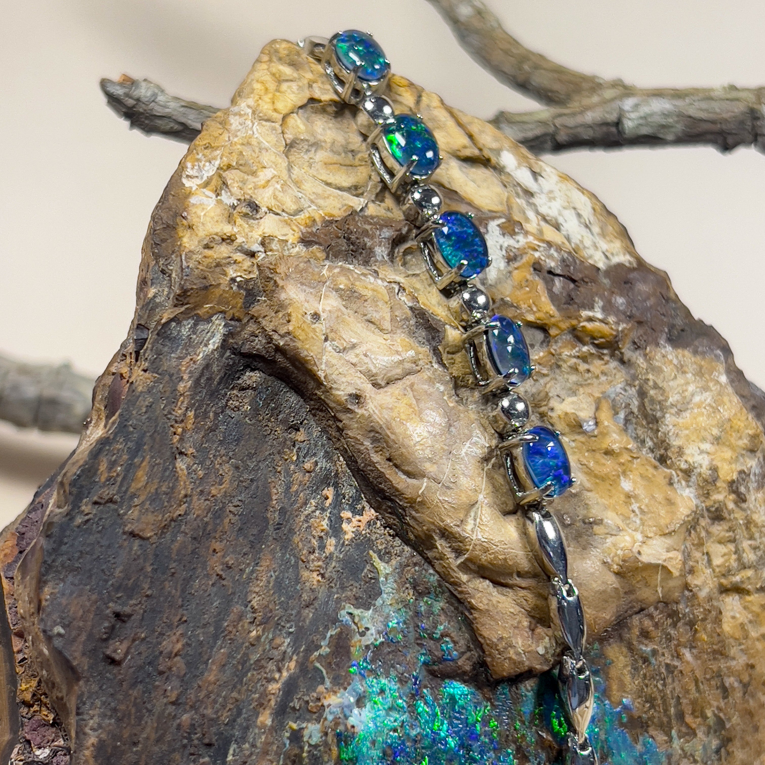 Sterling Silver 7x5mm Opal triplet bracelet with marquise design - Masterpiece Jewellery Opal & Gems Sydney Australia | Online Shop