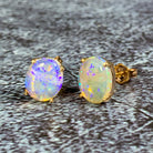 9kt Rose Gold studs 10x8mm Crystal Opals - Masterpiece Jewellery Opal & Gems Sydney Australia | Online Shop