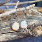 Sterling Silver dangling 10x8mm White Opal earrings - Masterpiece Jewellery Opal & Gems Sydney Australia | Online Shop