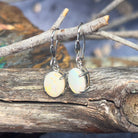 Sterling Silver dangling 10x8mm White Opal earrings - Masterpiece Jewellery Opal & Gems Sydney Australia | Online Shop