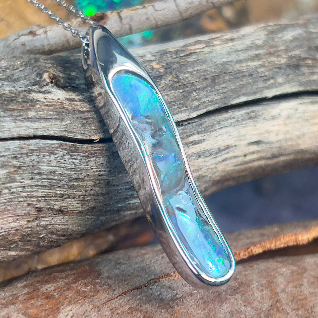 Sterling Silver Boulder Opal bezel set pendant - Masterpiece Jewellery Opal & Gems Sydney Australia | Online Shop