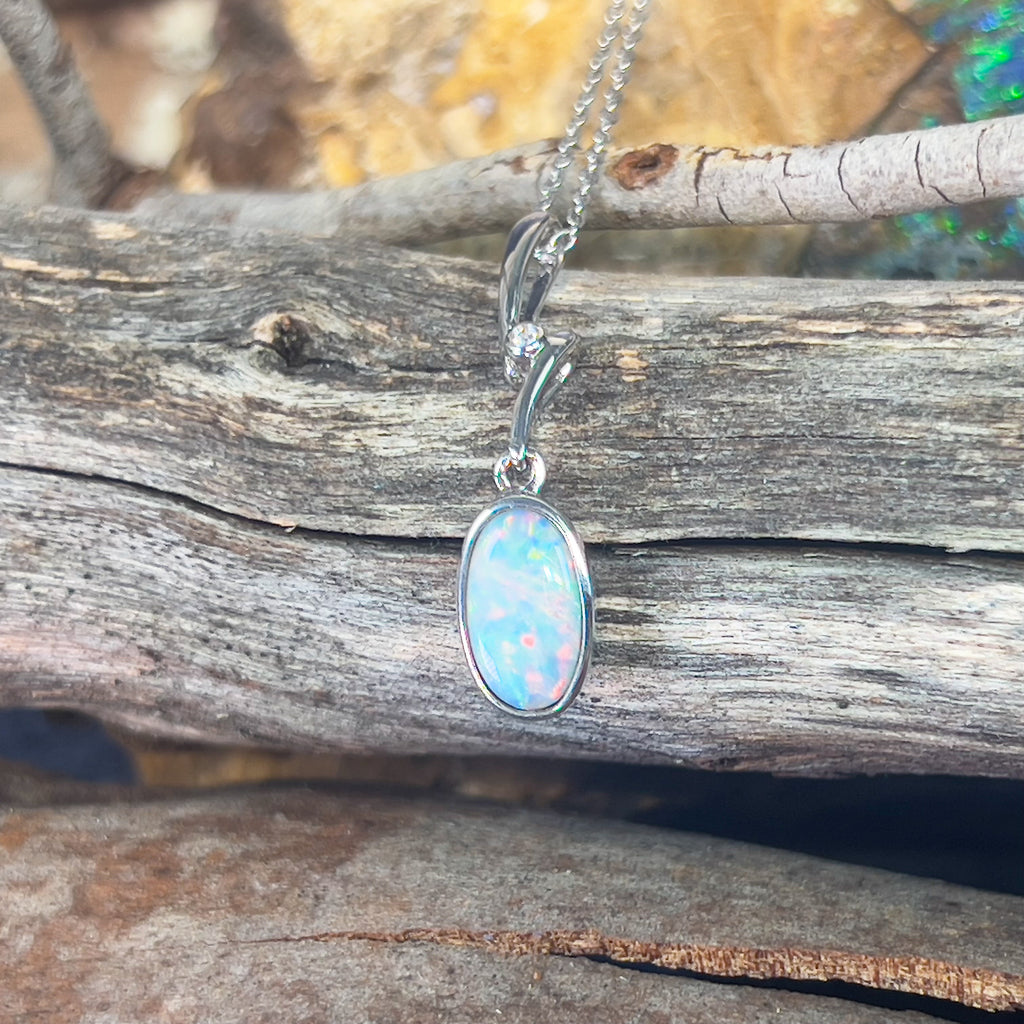 Sterling Silver Black Opal drop pendant - Masterpiece Jewellery Opal & Gems Sydney Australia | Online Shop
