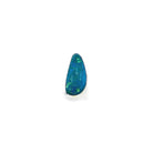 Australian opal doublet 0.74ct elongated freeform, green and teal, on a white background