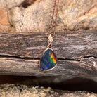 rose gold-plated silver Australian opal triplet pendant with an 11 x 8mm freeform stone