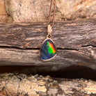 11 x 8mm Australian opal triplet pendant in rose gold-plated silver, red, green and blue