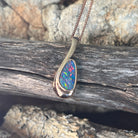 rose gold-plated silver Australian opal doublet pendant with a 12 x 7mm freeform stone
