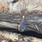 12 x 6.5mm Australian opal doublet pendant in rose gold-plated silver, green, orange and violet