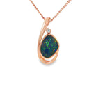 11 x 8mm freeform Australian opal doublet pendant in rose gold-plated silver