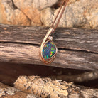 rose gold-plated silver Australian opal doublet pendant with an 11 x 8mm freeform stone