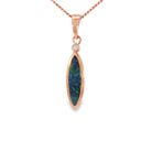 15 x 5mm marquise Australian opal doublet pendant in rose gold-plated silver