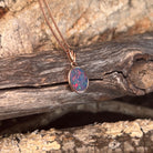 rose gold-plated silver Australian opal doublet pendant with a 15 x 7.5mm marquise stone