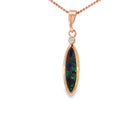 16 x 5mm marquise Australian opal doublet pendant in rose gold-plated silver