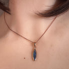 marquise Australian opal doublet pendant in rose gold-plated silver, worn at the neck
