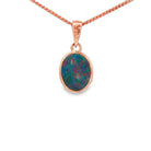 10 x 8mm oval Australian opal doublet pendant in rose gold-plated silver