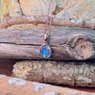 10 x 8mm Australian opal doublet pendant in rose gold-plated silver, blue, yellow, green and red