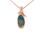 13 x 7mm oval Australian opal doublet pendant in rose gold-plated silver