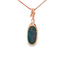 12 x 6mm oval Australian opal doublet pendant in rose gold-plated silver