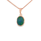10 x 8mm oval Australian opal doublet pendant in rose gold-plated silver