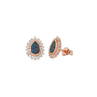 7 x 5mm pear-shaped Australian opal doublet earrings in rose gold-plated silver