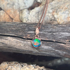 rose gold-plated silver Australian opal doublet pendant with a 6mm round stone
