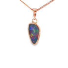 12 x 6.5mm triangular Australian opal doublet pendant in rose gold-plated silver