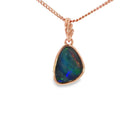 12 x 8mm freeform Australian opal triplet pendant in rose gold-plated silver