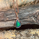 Australian opal triplet pendant handcrafted in Sydney, rose gold-plated silver, 12 x 8mm freeform stone
