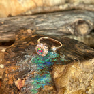 rose gold-plated silver Australian opal triplet ring with a 5mm round stone