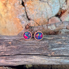 rose gold-plated silver Australian opal triplet earrings with 6mm round stones