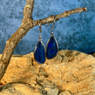 sterling silver Australian opal doublet earrings with 17.5 x 9mm freeform stones