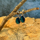 sterling silver Australian opal doublet earrings with 12 x 8.5mm freeform stones