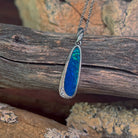 20 x 6mm Australian opal doublet pendant in sterling silver, blue and green