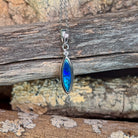 16 x 5mm Australian opal doublet pendant in sterling silver, blue and green