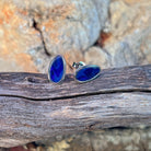 sterling silver Australian opal doublet earrings with 11 x 6mm pear-shaped stones
