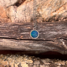round Australian opal doublet pendant in sterling silver, blue and green play-of-colour