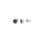 5mm round Australian opal doublet earrings in sterling silver
