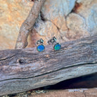 5mm Australian opal doublet earrings in sterling silver, blue and green