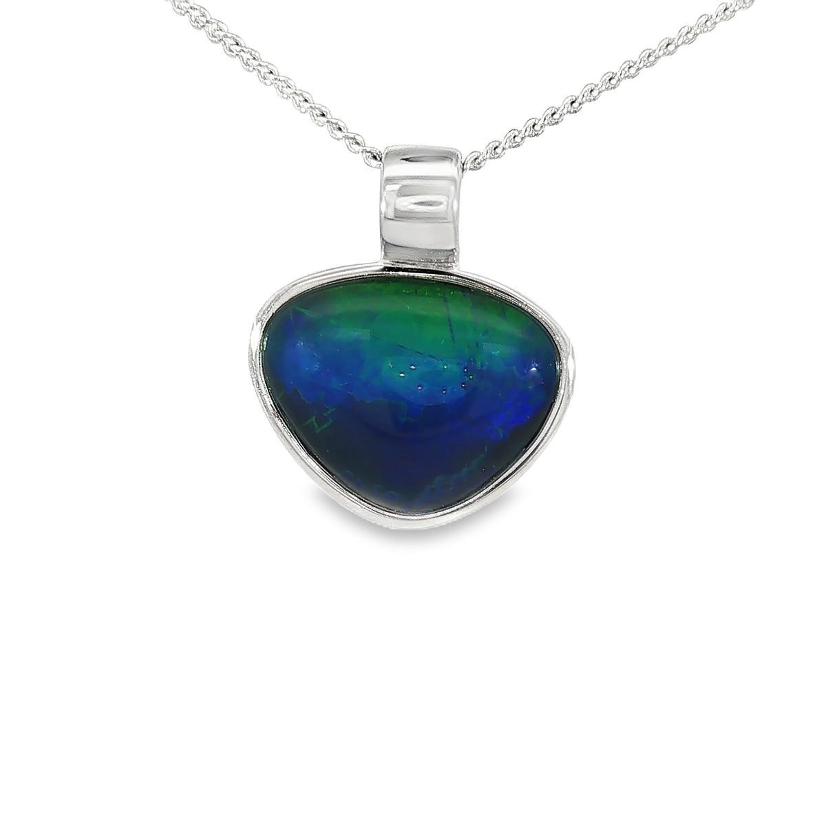 12 x 15mm freeform Australian opal triplet pendant in sterling silver