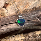 12 x 15mm Australian opal triplet pendant in sterling silver, blue and green