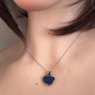 Worn Australian opal triplet pendant in sterling silver, blue and green, 12 x 15mm