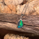 12 x 8mm Australian opal triplet pendant in sterling silver, blue and green